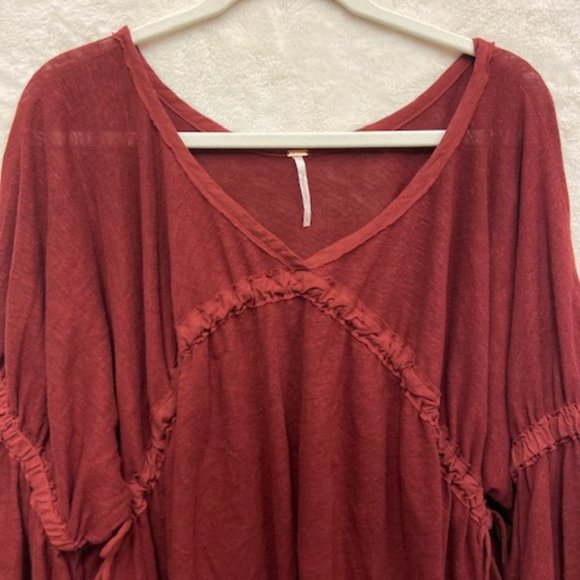Free People Sand Storm Flounce Top in Sanguine Size Large - Picture 4 of 10